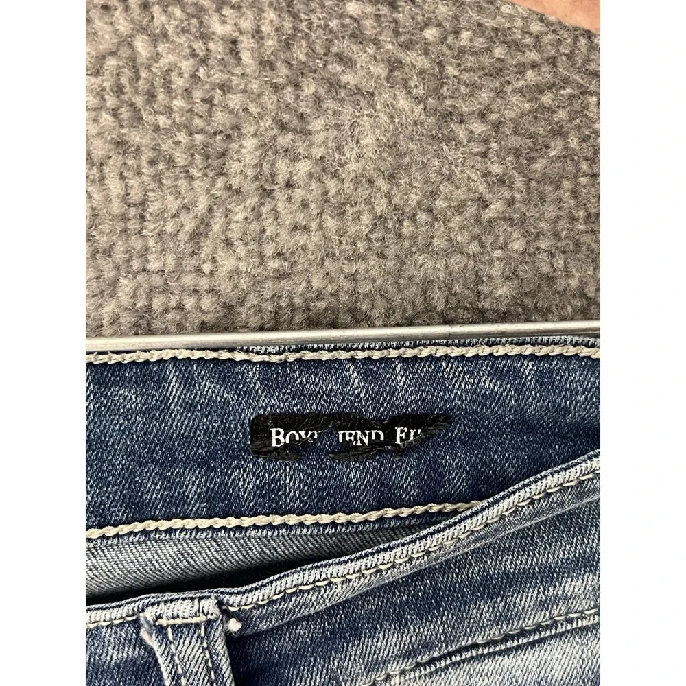 Judy Blue Boyfriend Fit Button Fly Jeans Juniors Sz 9/29 Blue Distressed Stretch